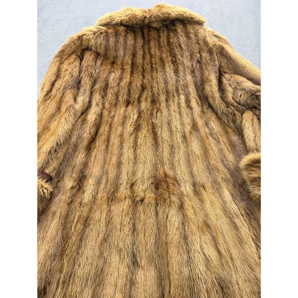 Kerrybrooke Faux Fur Coat Vintage 1950s Brown Made in USA WM L/XL 3/4 Length - Picture 4 of 10